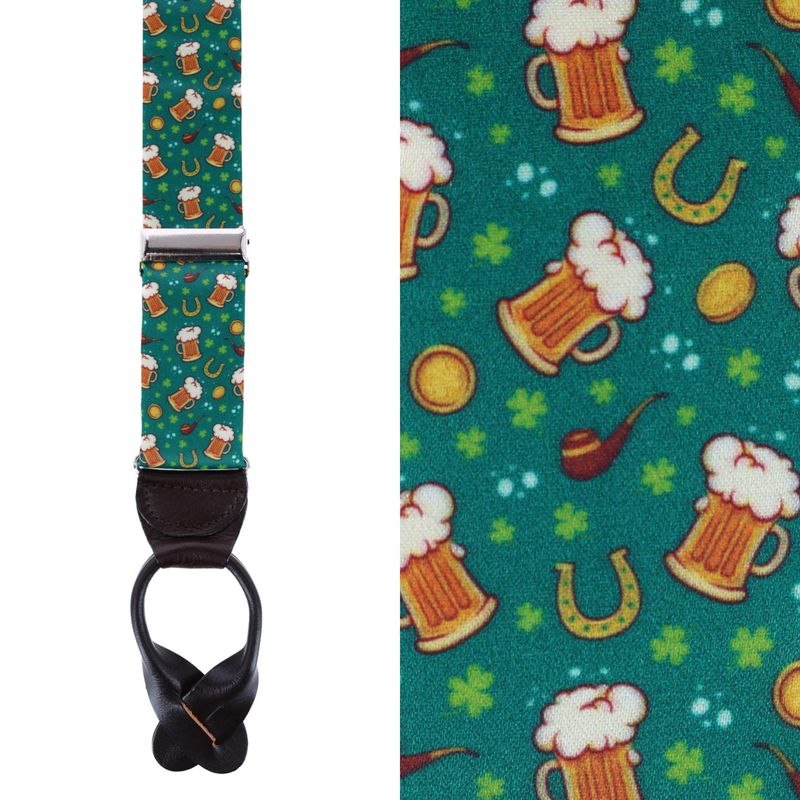 Trafalgar Men's Cheers To St. Patrick's Day Silk Button End Suspenders — image 2 of 3